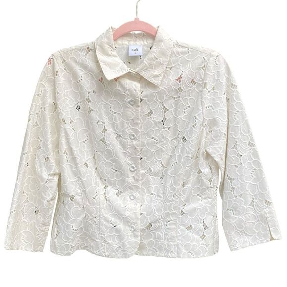 CAbi Portrait Jacket Ivory Lace Eyelet Medium 5162 Cottegecore Romantic Feminine - Picture 11 of 15